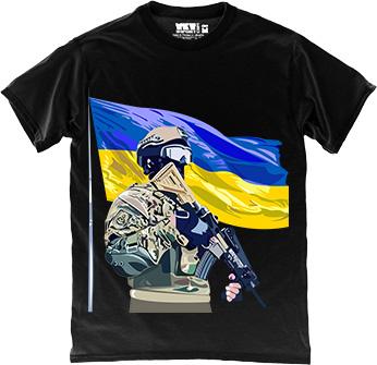  - Ukrainian Flag and Warrior in Black