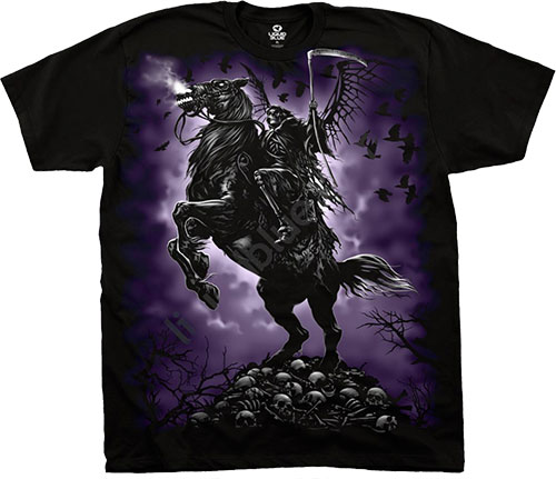  Liquid Blue - Dark Fantasy Black T - Shirt - Death Rider