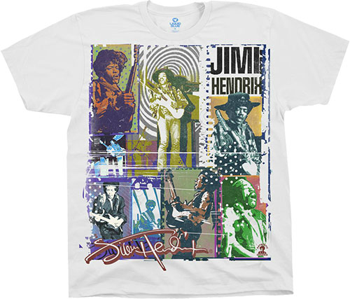  Liquid Blue - Jimi Hendrix - Athletic T-Shirt - Hendrix Collage
