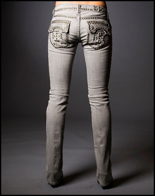 Laguna Beach -   - Womens Wedge Beach Grey Denim Straight Leg - Stud Collection